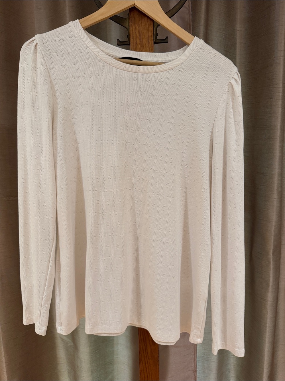 Well Worn Cream Long Sleeve Crewneck Top